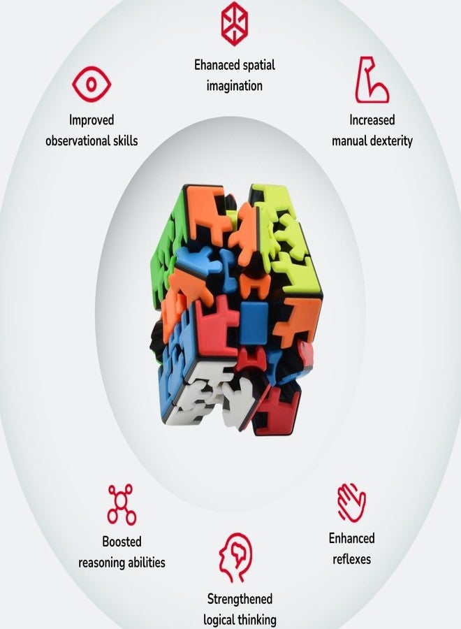 Qwick Click Gear 3x3 Stickerless Cube Speed Cube | Toy for Kids & Adults | Magic Speedy Stress Buster Brainstorming Puzzle 3x3x3 (Multicolor) - Image 3